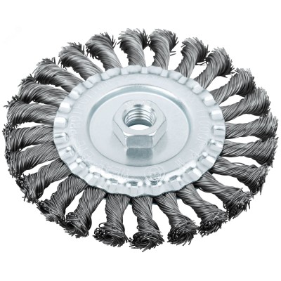 Кордщетка-колесо, гайка М14стальная,  витая проволока 125 мм