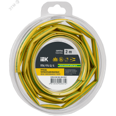 Трубка термоусадочная ТТУ нг-LS 2/1 желто-зеленая (2м/упак) IEK