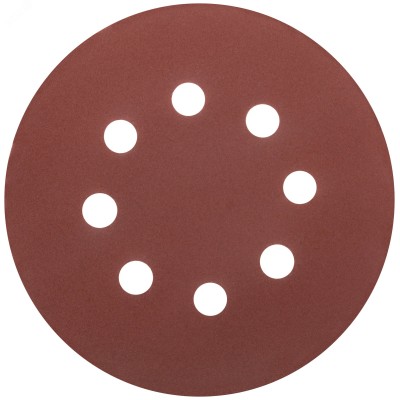 Круги шлифовальные с отверстиями (липучка), алюминий-оксидные, 125 мм, 5 шт Р 240 гибкая -14А