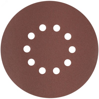 Круги шлифовальные с отверстиями (липучка), алюминий-оксидные, 225 мм, 5 шт.  Р 100