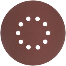 Круги шлифовальные с отверстиями (липучка), алюминий-оксидные, 225 мм, 5 шт.  Р 180