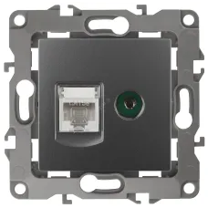 12-3110-12 ЭРА Розетка комбинированная RJ45+TV, IP20, Эра12, графит (10/100/3200)