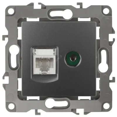 12-3110-12 ЭРА Розетка комбинированная RJ45+TV, IP20, Эра12, графит (10/100/3200)