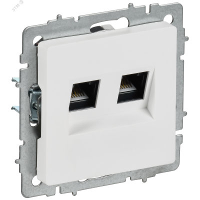 BRITE Розетка компьютерная двойная кат.5E RJ45 РК10-2-БрАБ арктический белый IEK