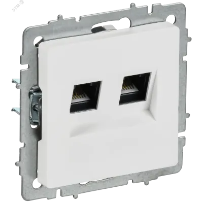 BRITE Розетка компьютерная двойная кат.5E RJ45 РК10-2-БрАБ арктический белый IEK