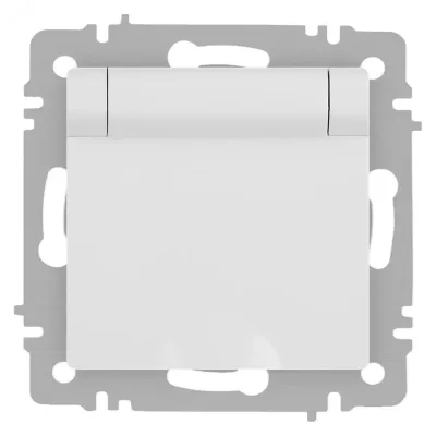 Розетка Intro Accent 6-203-01М 2P+E Schuko с крышкой, 16А-250В, IP20, СУ, белый матовый
