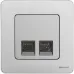 Розетка компьютерная двойная RJ45 категория 5Е UTP алюминий INSPIRIA