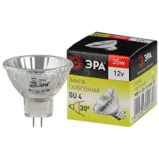 Лампочка галогенная ЭРА GU4-MR11-35W-12V-30CL GU4 35Вт софит теплый белый свет