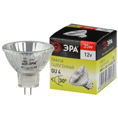 Лампочка галогенная ЭРА GU4-MR11-35W-12V-30CL GU4 35Вт софит теплый белый свет