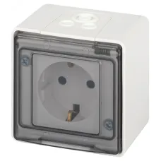 Розетка ЭРА Эксперт 11-2501-01 2P+E IP55, 16A-250В, ОУ, белый