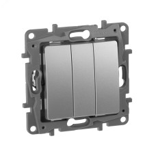 Выключатель 3клавишный 10А алюминий ETIKA