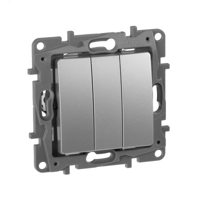 Выключатель 3клавишный 10А алюминий ETIKA