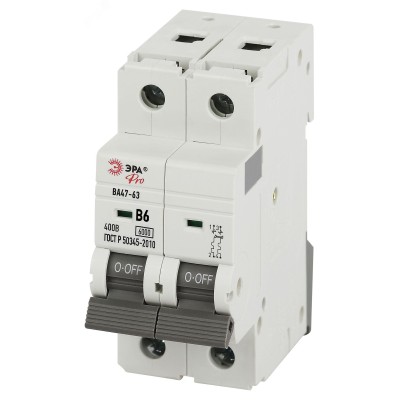 Автоматический выключатель ЭРА PRO VA63-2P06B6 ВА47-63 2P 6А кривая B 6кА