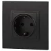 14-2102-05 ЭРА Розетка 2P+E Schuko со шторками, 16A-250В, IP20, Эра Elegance, антрацит (10/100/1400)