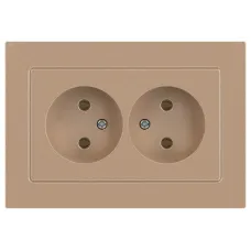 Розетка Intro Accent 6-204-04 2х2P, 16А-250В, IP20, СУ, AL/CU, шампань