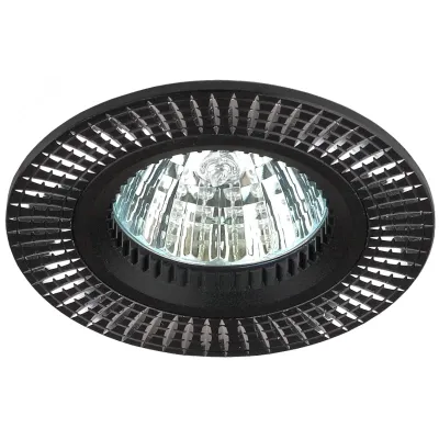 Встраиваемый светильник алюминиевый ЭРА  KL32 AL/BK/1 MR16 12V 50W черный серебро
