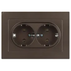 Розетка Intro Accent 6-205-08 2X2P+E Schuko, 16А-250В, IP20, СУ, AL/CU, бронза