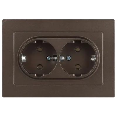 Розетка Intro Accent 6-205-08 2X2P+E Schuko, 16А-250В, IP20, СУ, AL/CU, бронза