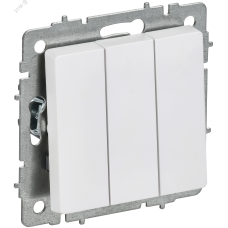 BRITE Выключатель 3-клавишный 10А ВС10-3-0-БрАБ арктический белый IEK