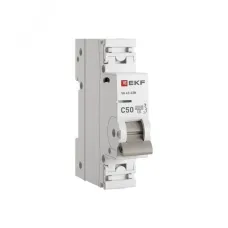 Выключатель автоматический однополюсный 1P 50А (C) 4.5kA ВА 47-63N M634150C PROXIMA EKF