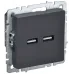 BRITE Розетка USB A+A 3.1А РЮ10-1-БрГ графит