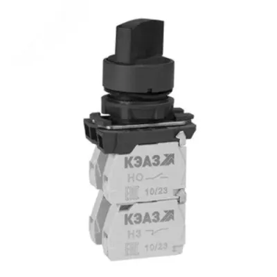 Переключатель КПЕ1110Р-черный-1но+0нз-ручка-фикс-2поз-IP40