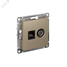 Розетка ATLASDESIGN двойная компьютерная+ТВ RJ45+TV категория 5E механизм шампань