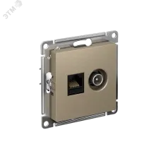 Розетка ATLASDESIGN двойная компьютерная+ТВ RJ45+TV категория 5E механизм шампань