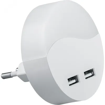 Светильник-ночник c USB выходами 0,45W 230V круг, белый FN1122