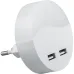 Светильник-ночник c USB выходами 0,45W 230V круг, белый FN1122