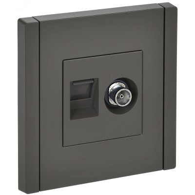 FORTE&PIANO Розетка двойная TV+RJ45 кат.5E FP336 серый IEK
