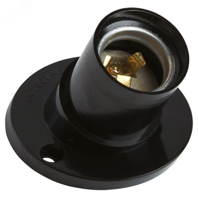 LH84 Патрон Е27 настенный наклонный, 250V, 4A, карболит, латунь, черный, размер 81*71*60 мм