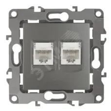 12-3108-12 ЭРА Розетка информационная двойная 2XRJ45, IP20, Эра12, графит (10/100/2500)
