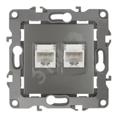 12-3108-12 ЭРА Розетка информационная двойная 2XRJ45, IP20, Эра12, графит (10/100/2500)