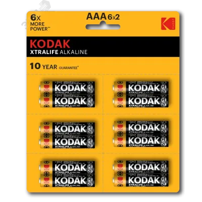 Батарейки Kodak LR03-12BL perforated (6x2BL) XTRALIFE Alkaline [KAAA-2x6 perf] (144/576/40320)