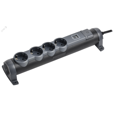 COMFORT Удлинитель У04К 4 места 2P+PE 1,5м 3х1,5мм2 16А USB A+C 20Вт черный IEK
