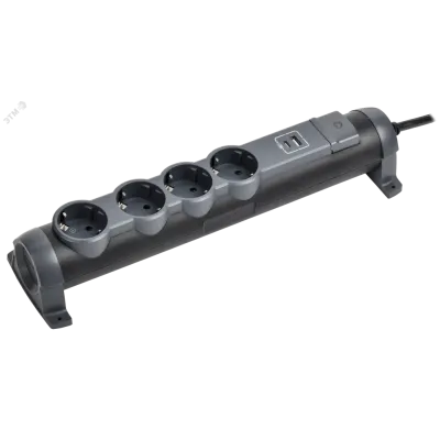 COMFORT Удлинитель У04К 4 места 2P+PE 1,5м 3х1,5мм2 16А USB A+C 20Вт черный IEK