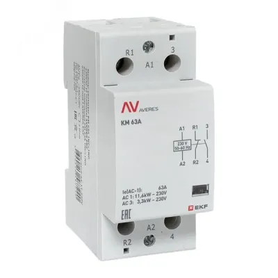 Контактор модульный КМ 63А 1NC+1NO 230VAC (2 мод.) AVERES