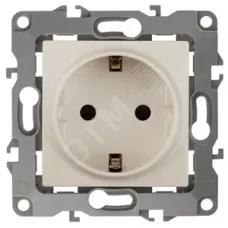12-2101-02 ЭРА Розетка 2P+E Schuko, 16A-250В, IP20, Эра12, слоновая кость (10/100/2800)