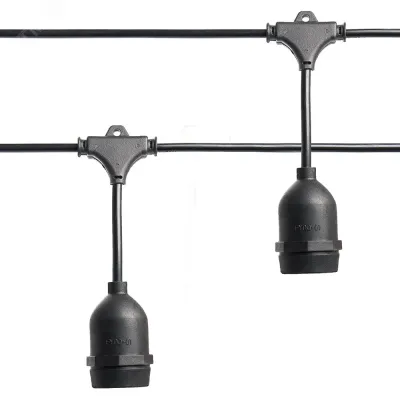 Гирлянда 230V 50 E27 черный, шаг 50cm, IP 65, 25м +1,5м шнур,  CL50-25-1