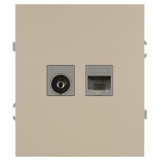 Розетка скрытого монтажа в рамку комбинированная RJ45+TV шампань 16-3110-04 Arktik
