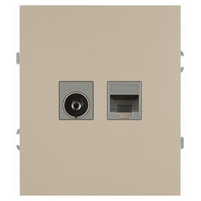 Розетка скрытого монтажа в рамку комбинированная RJ45+TV шампань 16-3110-04 Arktik