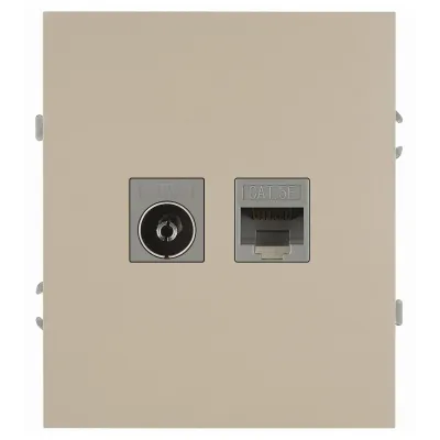 Розетка скрытого монтажа в рамку комбинированная RJ45+TV шампань 16-3110-04 Arktik