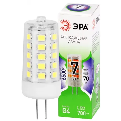 Лампа светодиодная ЭРА GREEN LINE LED G4-JC-7W-865-12V GL G4 7Вт капсула холодный дневной свет