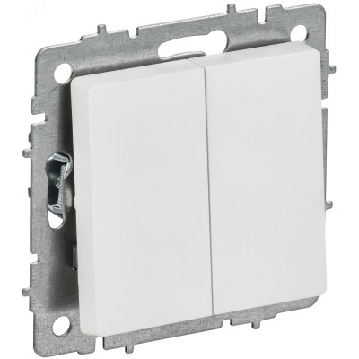BRITE Выключатель 2-клавишный 10А ВС10-2-0-БрАБ арктический белый IEK
