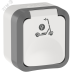TORS Розетка 1-местная с заземлением защитными шторками и крышкой с иконкой самокат 16А IP55 TS321 серо-белый IEK