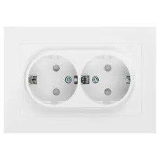 Розетка Intro Accent 6-208-01 , 2X2P+E Schuko со шторками, 16А-250В, IP20, СУ, AL/CU, белый
