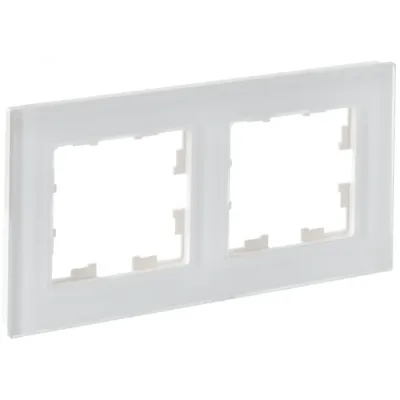 BRITE Рамка 2 поста РУ-2-2-Бр стекло белый матовый IEK