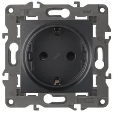 14-2102-05 ЭРА Розетка 2P+E Schuko со шторками, 16A-250В, IP20, Эра Elegance, антрацит (10/100/1400)
