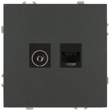 Розетка скрытого монтажа в рамку комбинированная RJ45+TV IP20 графит 15-3110-06 Galaxy